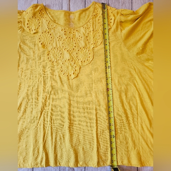 St. John's Bay Women's Plus Size 5X Yellow Top Eyelet Bib 100% Cotton New w Tag - Picture 5 of 7